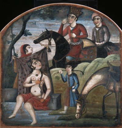 Khusraw scopre Shirin che fa il bagno, dal ciclo pittorico di otto soggetti poetici da Unbekannt Unbekannt